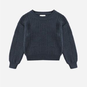 Rylee + Cru Textured Checker Knit Sweater - Navy
